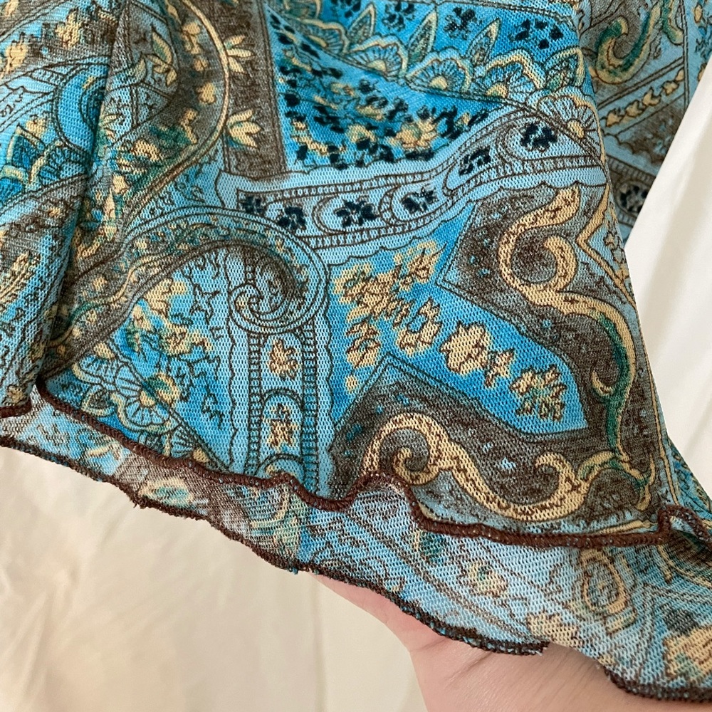 Nicola Woman Turquoise and Brown Paisley‎ Blouse - Picture 4 of 8